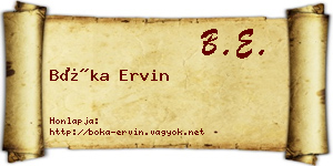 Bóka Ervin névjegykártya