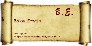 Bóka Ervin névjegykártya