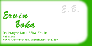ervin boka business card